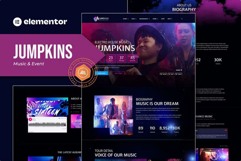 JUMPKINS – MUSIC & EVENT ELEMENTOR TEMPLATE KIT